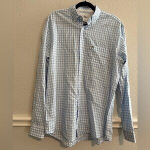 LACOSTE Men’s Classic Fit Long Sleeve Light Blue Gingham shirt size 42